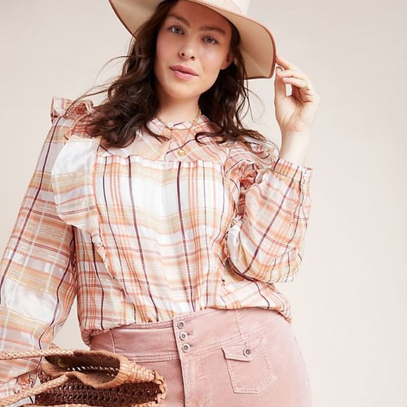 Anthroplogie Polly Ruffled Peasant Blouse 3x new with tag - Picture 1 of 10